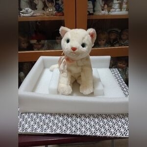 Ty Beanie Buddy Plush Cat Toy with Pink Ribbon